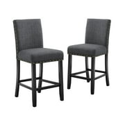 New Classic Furniture Crispin 29" Fabric Counter Chairs in Gray (Set of 2)