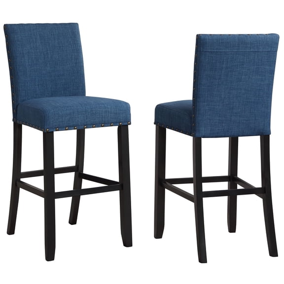 New Classic Furniture Crispin 29" Solid Wood Barstool in Marine Blue (Set of 2)
