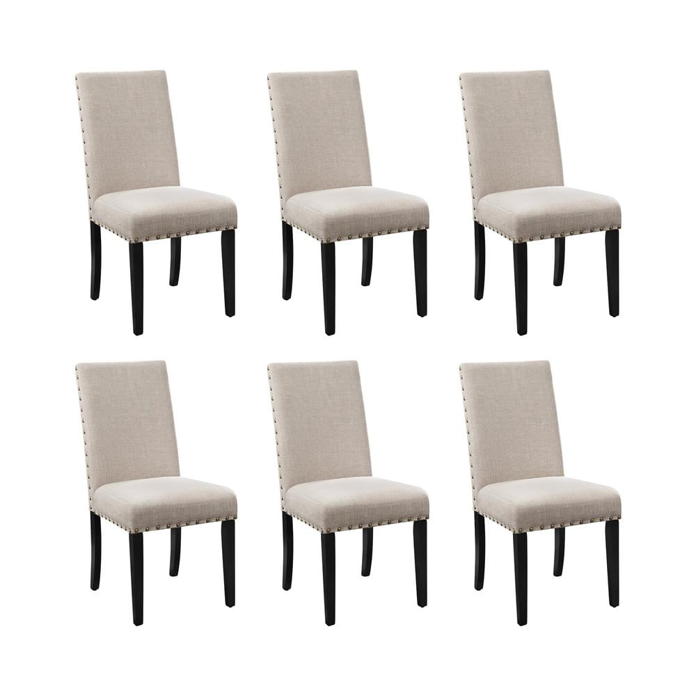 Crispin Natural Beige Upholstered Solid Wood Dining Side Chair Set