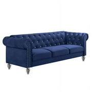 New Classic Furniture Emma Crystal Velvet Fabric Sofa in Royal Blue