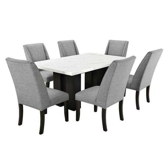 New Classic Furniture Faust Solid Wood Adjustable Dining Table in Black & White
