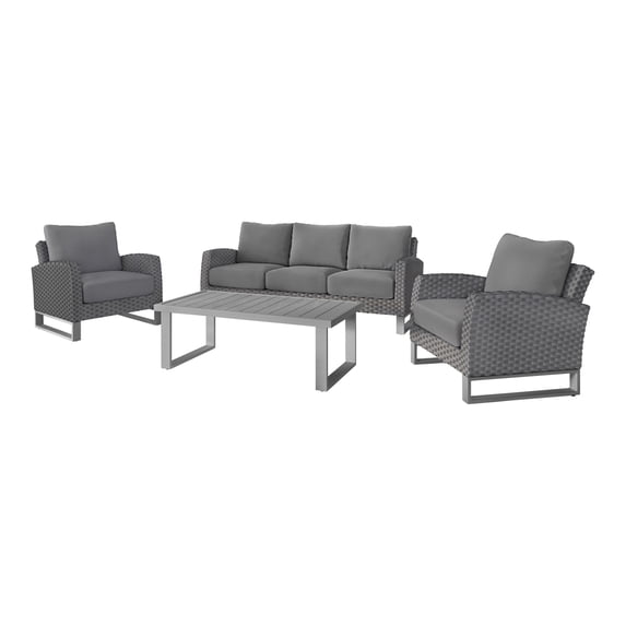 New Classic Furniture Fiji 4-piece Wicker/Fabric Outdoor Conversation Set - Gray