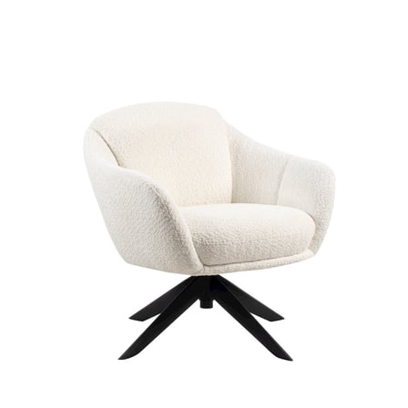 New Classic Furniture Fleming Metal and Fabric Swivel Lounge Chair in Ivory