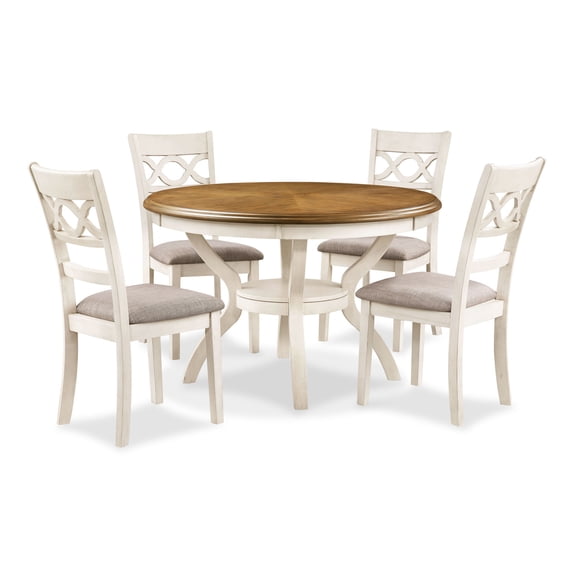 New Classic Furniture Cori 5-Piece Solid Wood Dining Set in Beige/Brown