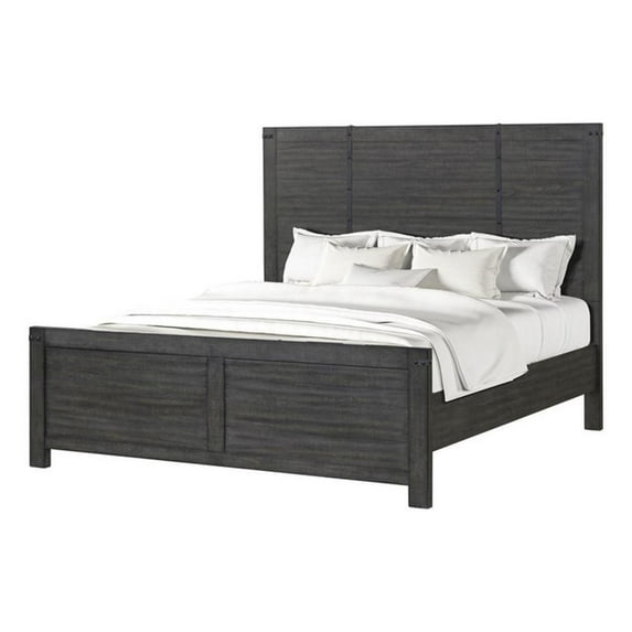 New Classic Furniture Galleon Solid Wood Queen Panel Bed in Gray