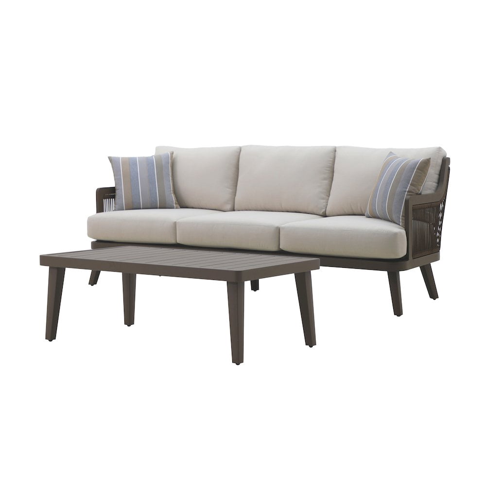 New Classic Furniture Genova 2-Piece Metal & Wicker Patio Set in Brown/Gray