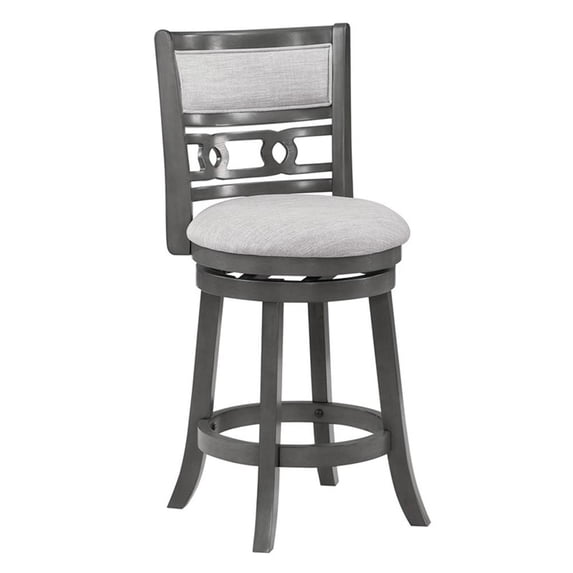 New Classic Furniture Gia 24" Wood & Fabric Swivel Counter Stool in Gray