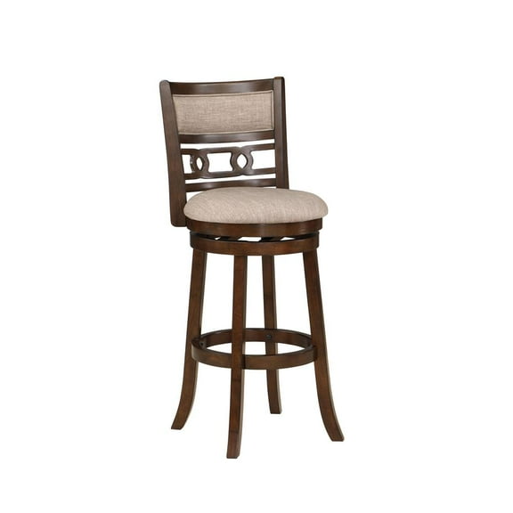 New Classic Furniture Gia 29" Wood & Fabric Swivel Bar Stool in Cherry