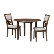 New Classic Furniture Gia 3-Piece Wood Drop Leaf Round Dining Set, 1 Dining Table And 2 Chairs, 42 Inch, Brown Cherry