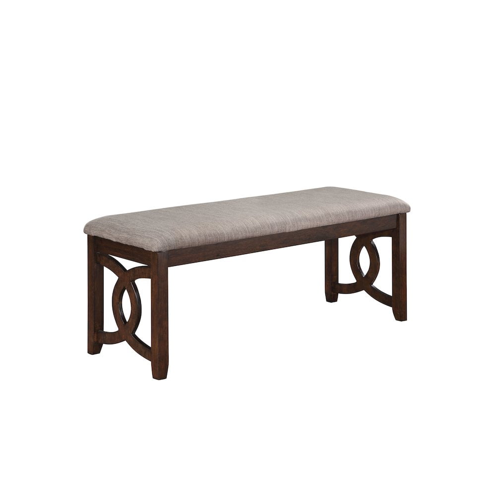 Gia 46" Beige and Brown Upholstered Wood Bench
