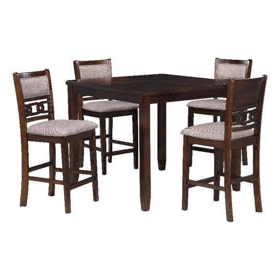 New Classic Furniture Gia 5-Piece Transitional Wood Counter Set in Cherry