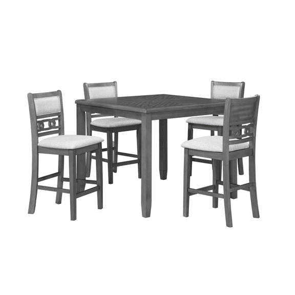 New Classic Furniture Gia 5-Piece Transitional Wood Counter Set in Gray