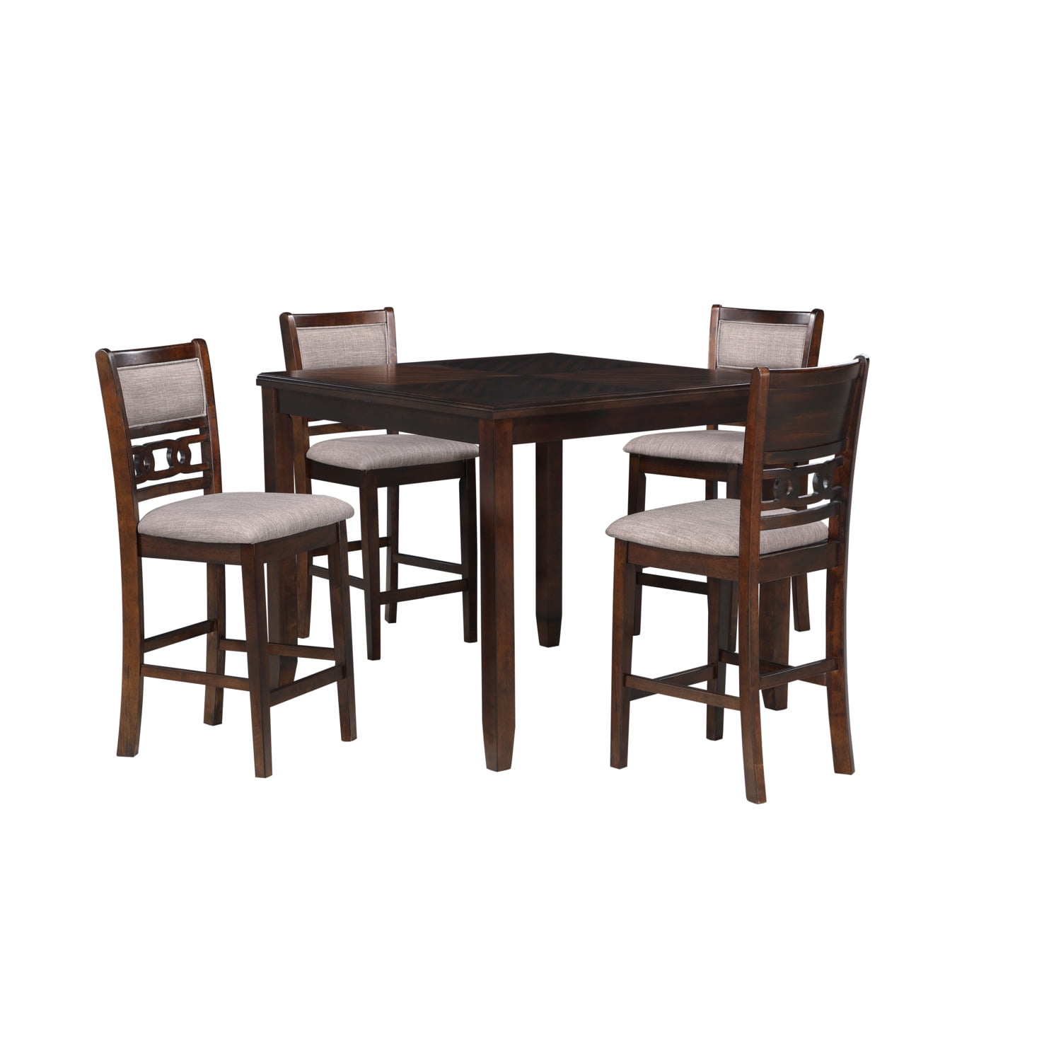 Cherry 42" Counter Height Dining Table with Four Cushioned Chairs