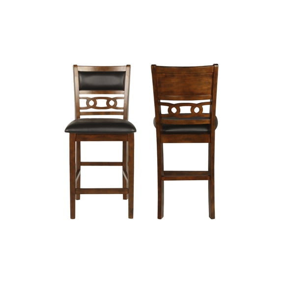 New Classic Furniture Gia Faux Leather Counter Chair in Brown (Set of 2)