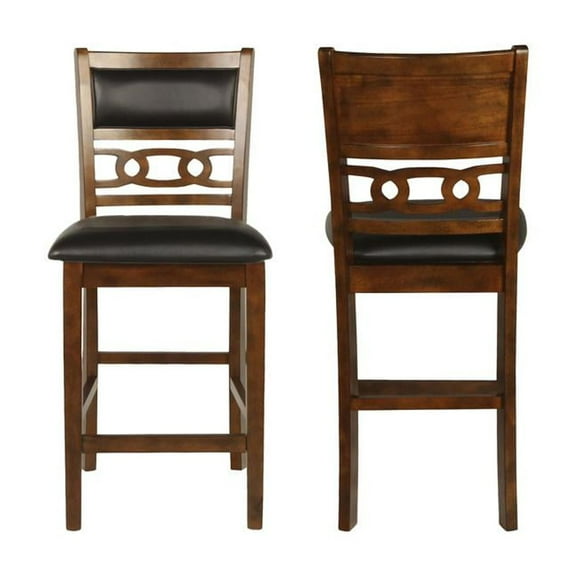 New Classic Furniture Gia Faux Leather Counter Chair in Brown (Set of 2)