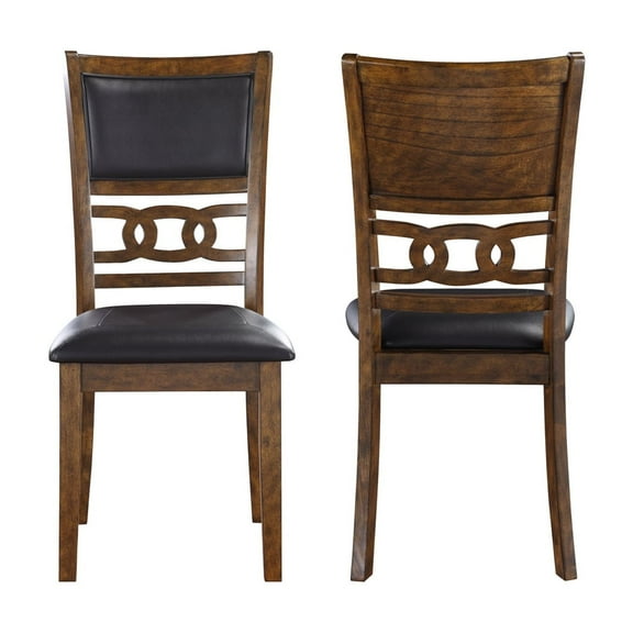 New Classic Furniture Gia Faux Leather Dining Chair in Brown (Set of 2)