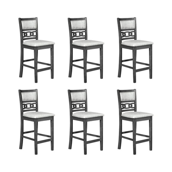 New Classic Furniture Gia Solid Wood Counter Chair in Gray (Set of 6)
