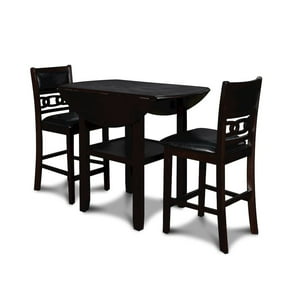 New Classic Furniture Gia Solid Wood Counter Drop Leaf Table w/ Chairs in Ebony