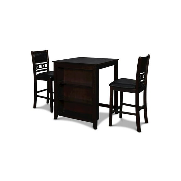 New Classic Furniture Gia Solid Wood Counter Table W/2 Chairs in Ebony Black