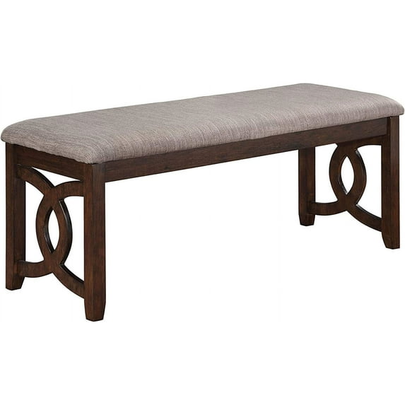New Classic Furniture Gia Upholstered Dining Bench, Cherry Brown