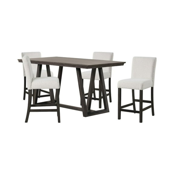 New Classic Furniture High Line 5-piece Wood Counter Table Set in White