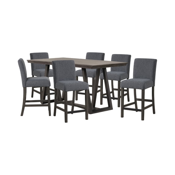 New Classic Furniture High Line 7-piece Wood Counter Table Set in Gray
