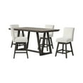 thumbnail image 1 of New Classic Furniture High Line Wood Counter Table & 4 Swivel Stools in White, 1 of 9