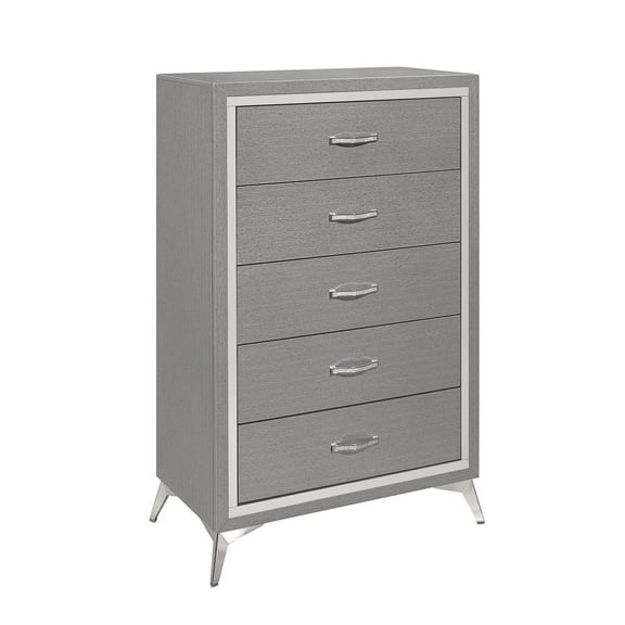 New Classic Furniture Huxley Solid Wood 5-Drawer Chest in Gray