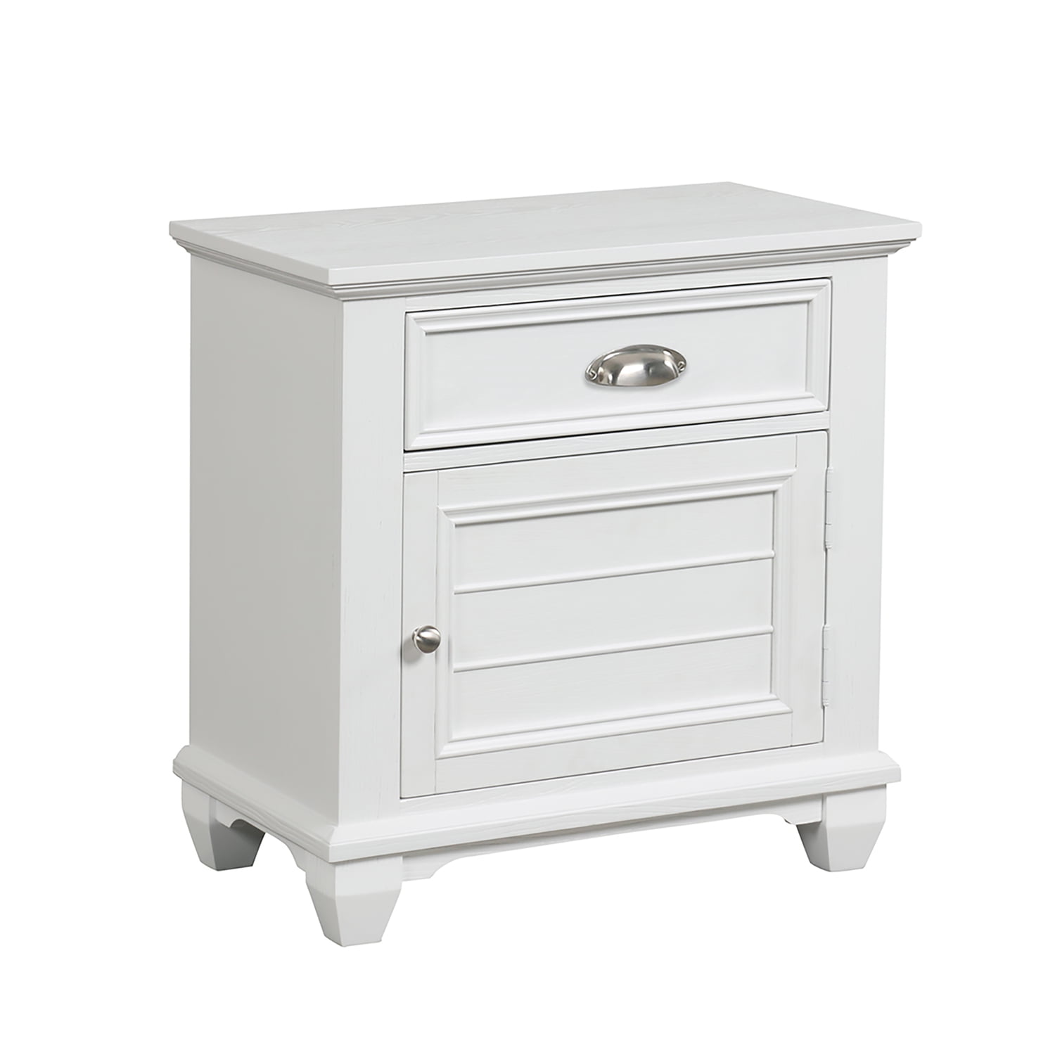 Jamestown White Brushed Acacia Wood Traditional Nightstand