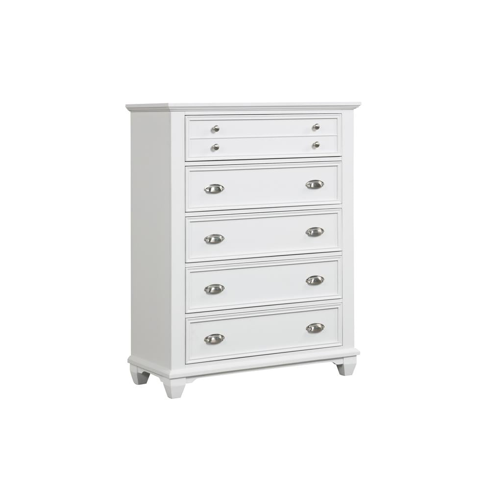 New Classic Furniture Jamestown Solid Wood 5-Drawer Chest in White