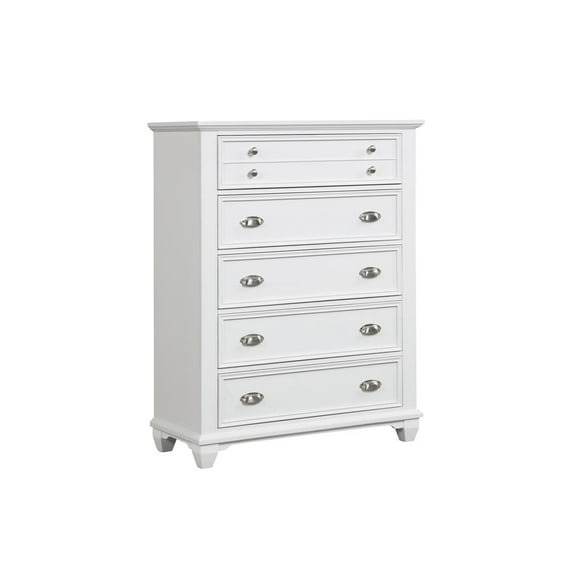 New Classic Furniture Jamestown Solid Wood 5-Drawer Chest in White
