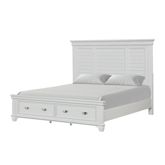 New Classic Furniture Jamestown Traditional Solid Wood Queen Bed - White Brushed