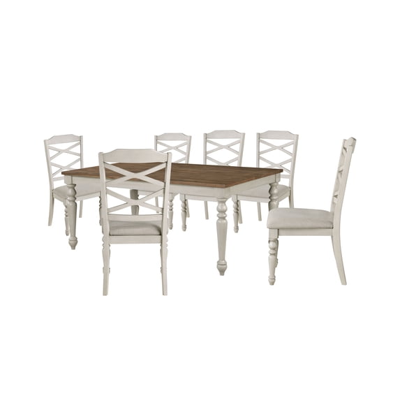 New Classic Furniture Jennifer Wood 7-Piece Dining Table Set in Brown & Beige