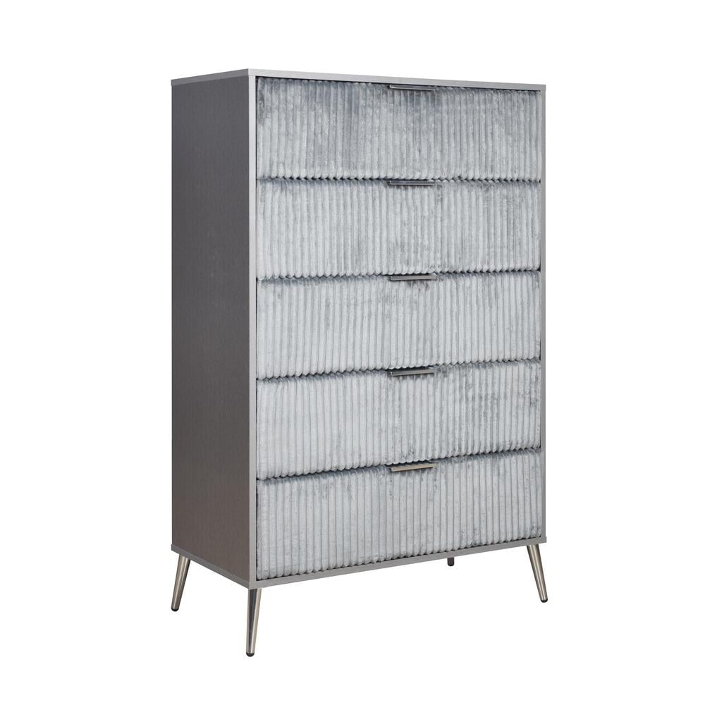 Gray Contemporary 5-Drawer Chest with Dovetail Drawer