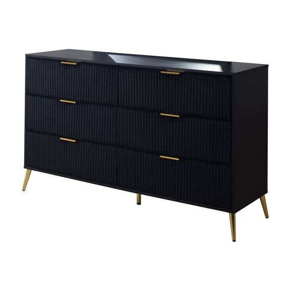 New Classic Furniture Kailani Contemporary Wood 6-Drawer Dresser in Black