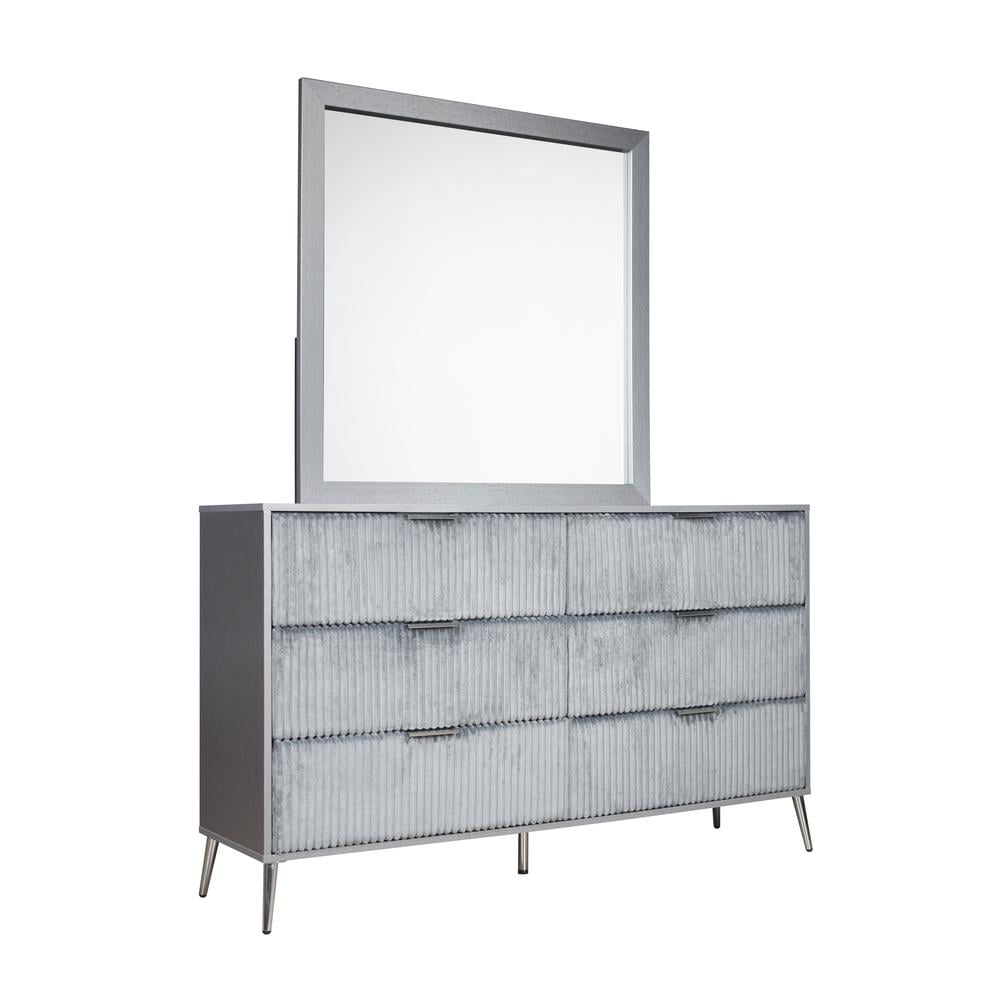 Gray Contemporary 6-Drawer Horizontal Dresser with Dovetail Drawer