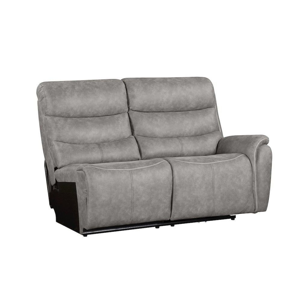 Kamari Gray Fabric Three-Piece Sectional with Round Arm and Cup Holder