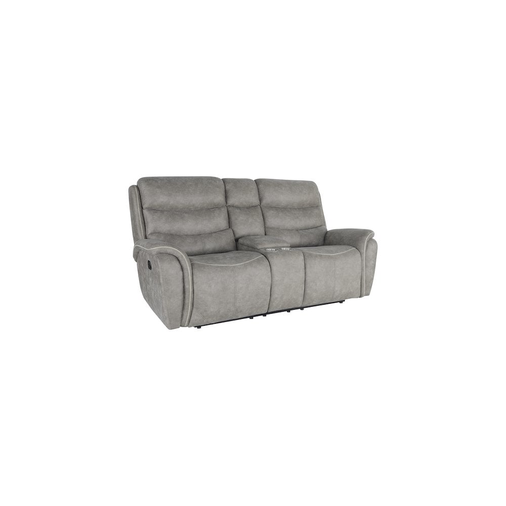 Kamari Gray Fabric Reclining Loveseat with Cup Holder