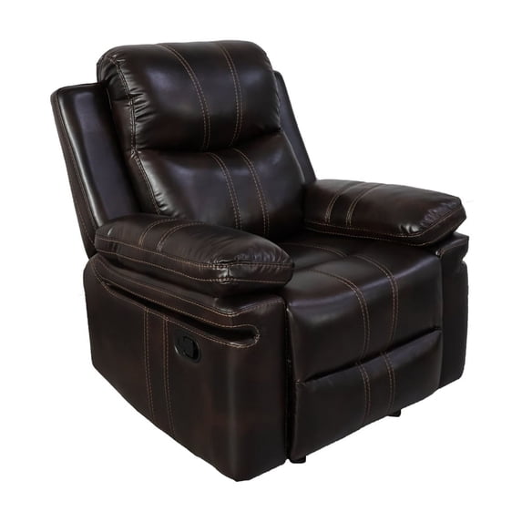 New Classic Furniture Kellen Faux Leather Power Glider Recliner in Brown
