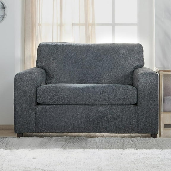 New Classic Furniture Kylo Polyester Fabric Cuddle Chair in Ash Gray