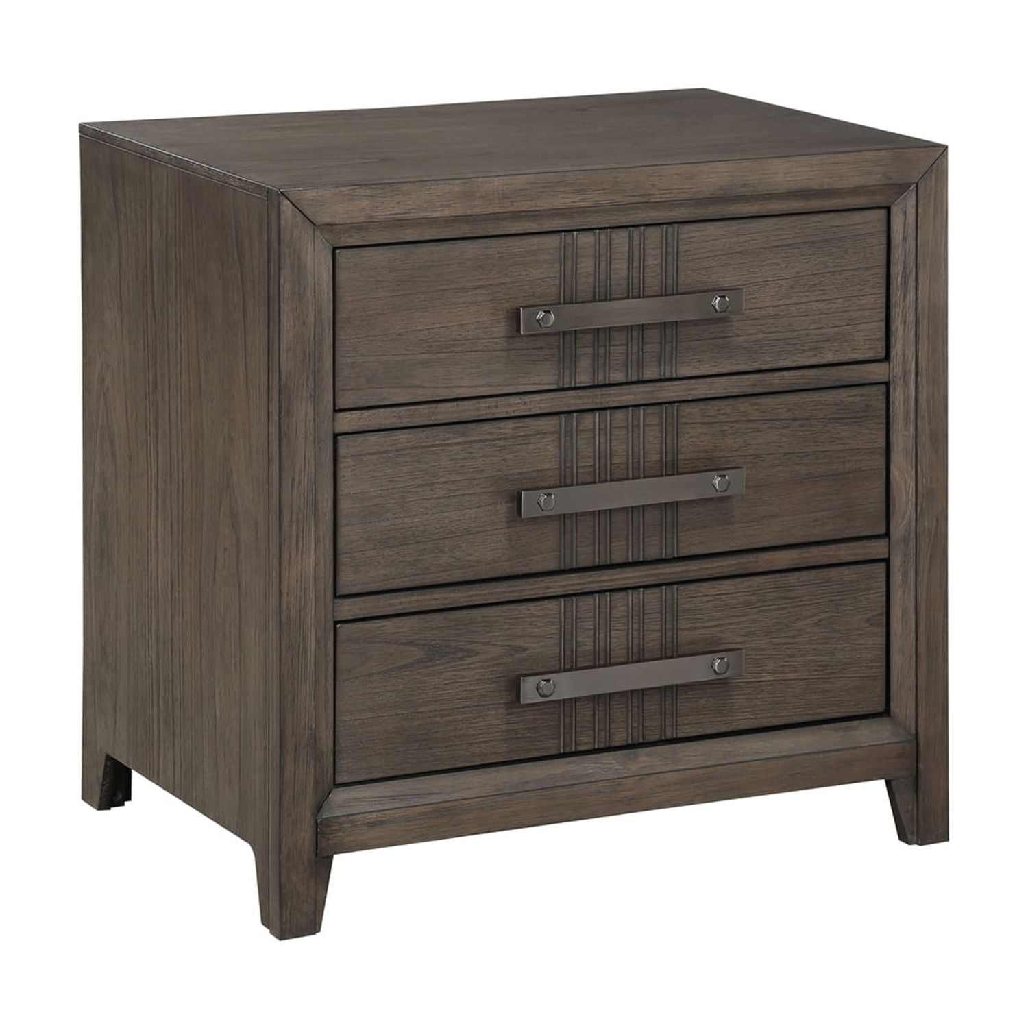 Landon Walnut Brown Pine Wood 3-Drawer Nightstand