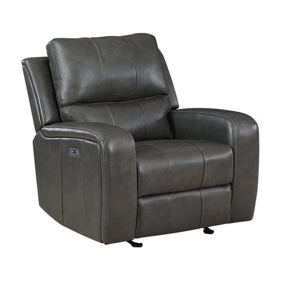 New Classic Furniture Linton 3-Piece Leather Power Living Room Set in Gray