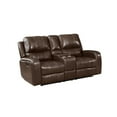 thumbnail image 1 of New Classic Furniture Linton Leather Console Loveseat w/Power Footrest in Brown, 1 of 4