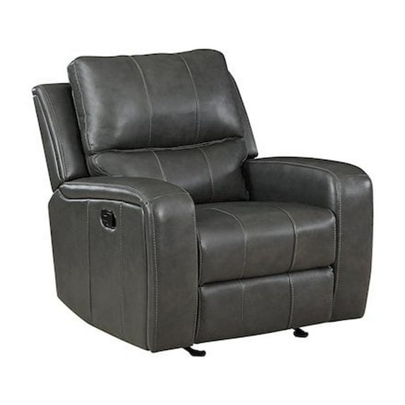 New Classic Furniture Linton Leather Glider Recliner in Gray