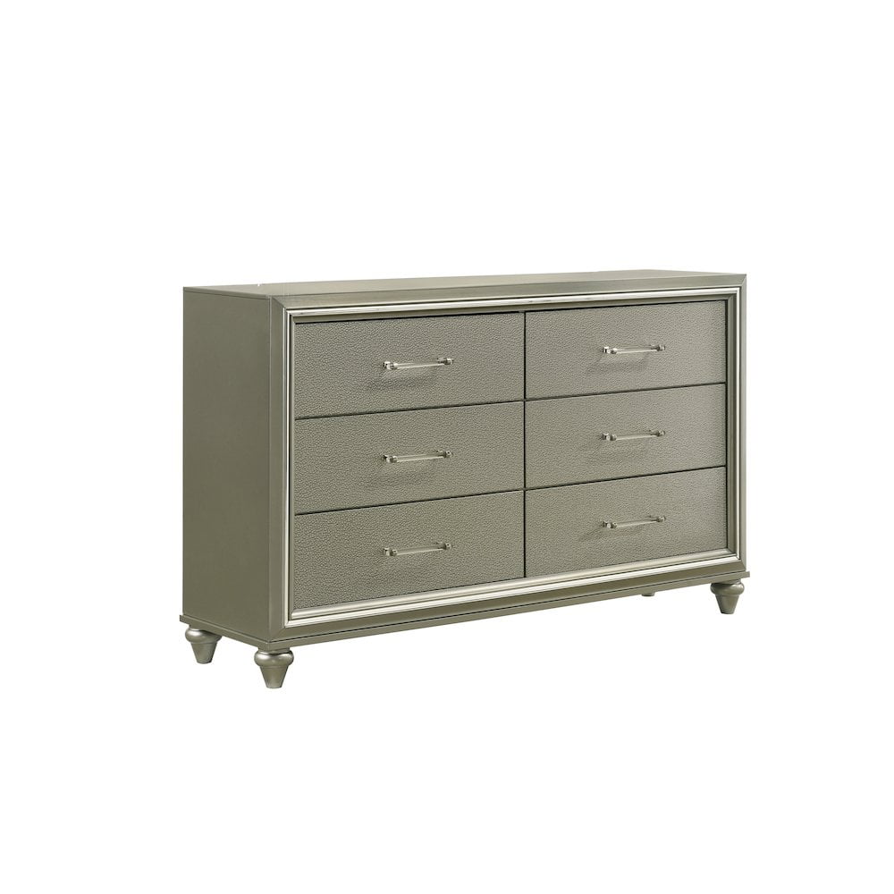 New Classic Furniture Lumina Wood 6-Drawer Dresser in Silver Gray