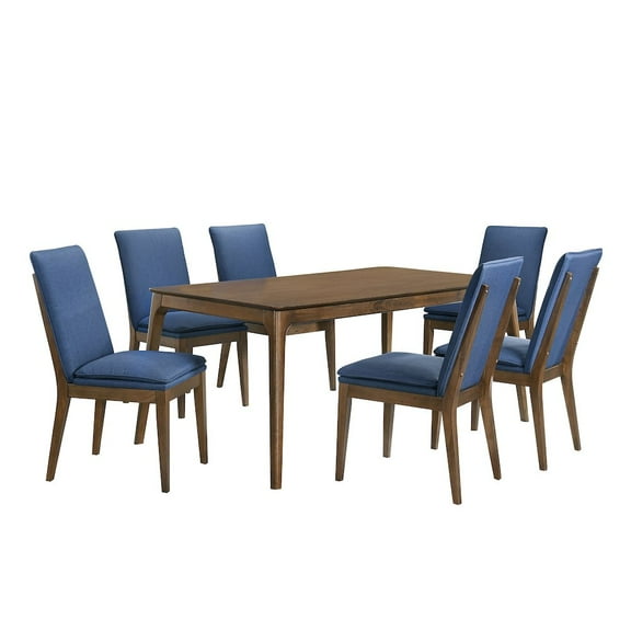 New Classic Furniture Maggie 7-Piece Wood Dining Table Set, Blue