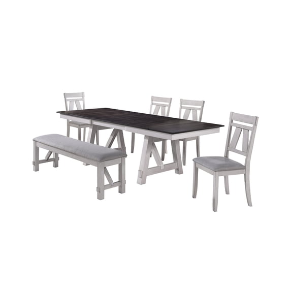 New Classic Furniture Maisie 6-Piece Solid Wood Dining Table Set in Brown
