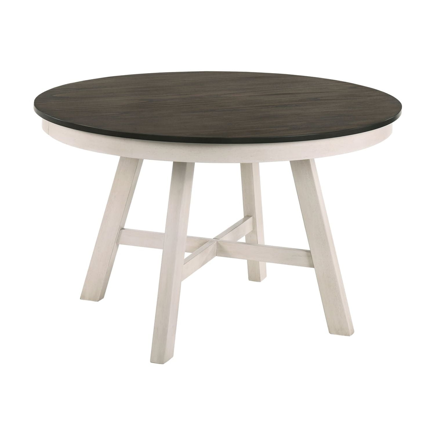 Maisie Round Extendable White and Brown Wood Dining Table