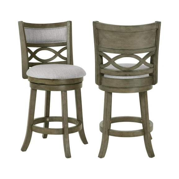 New Classic Furniture Manchester 24" Wood Counter Stool in Gray/Black (Set of 2)