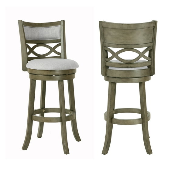 New Classic Furniture Manchester 29" Solid Wood Bar Stool Gray/Black (Set of 2)